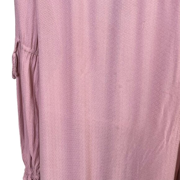 Free People Pink Boho Blouse Top Ruffle Collar Draw String Mid Sleeve Size XS u - Picture 11 of 14